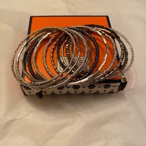 STELLA & DOT COIL WRAP BEADED BRACELET CELINE W/TASSELS HEMATITE